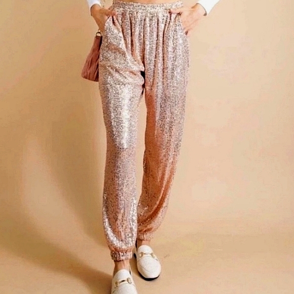 GILLIAN SHIMMER JOGGERS BY SATURDAY/SUNDAY ANTHROPOLOGIE PINK/ROSE SIZE XS NWT - Picture 2 of 16